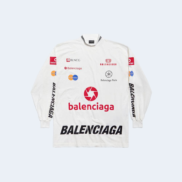 발렌시아가 리그 로고 프린트 스웨트셔츠 화이트
