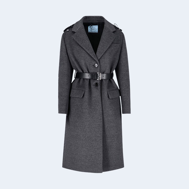 프라다 싱글-브리스티드 코트