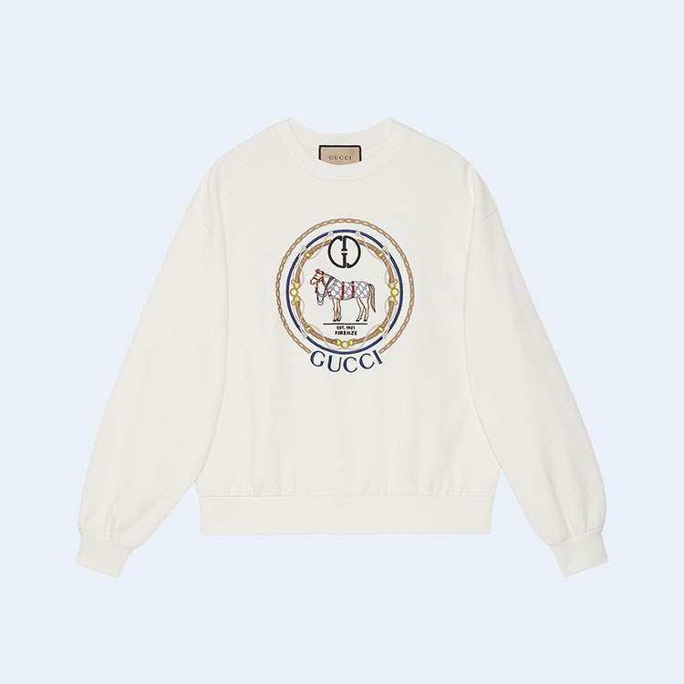 구찌 자수 코튼 저지 스웨트셔츠