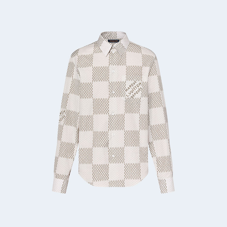 루이비통 다미에 롱 슬리브드 클래식 코튼 셔츠 1AFJDC