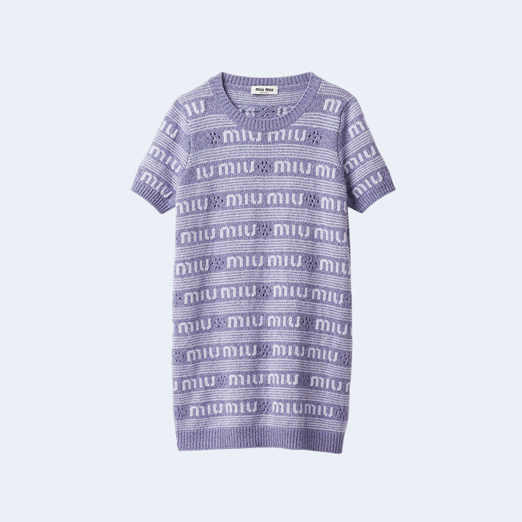 미우미우 로고 울 캐시미어 드레스