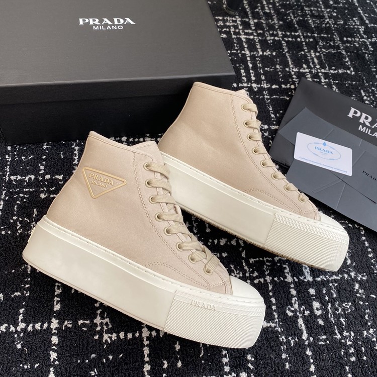 프라다 페브릭 스니커즈 핑크 하이탑