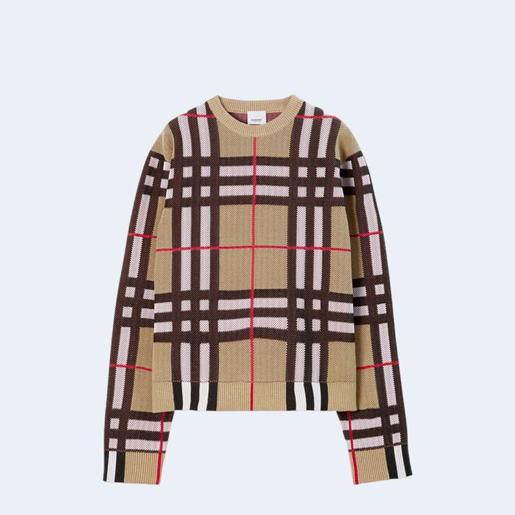 버버리 체크 테크니컬 코튼 스웨터