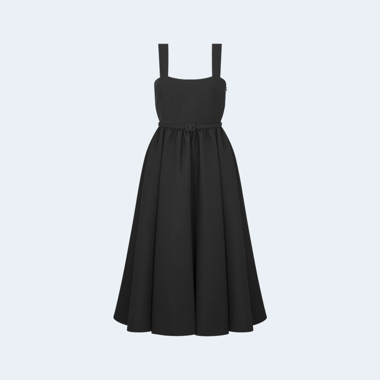 디올 벨트 블랙 미디 드레스