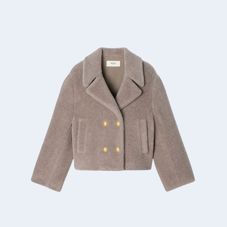 셀린느 퍼 이펙트 실크 울 크롭 피코트