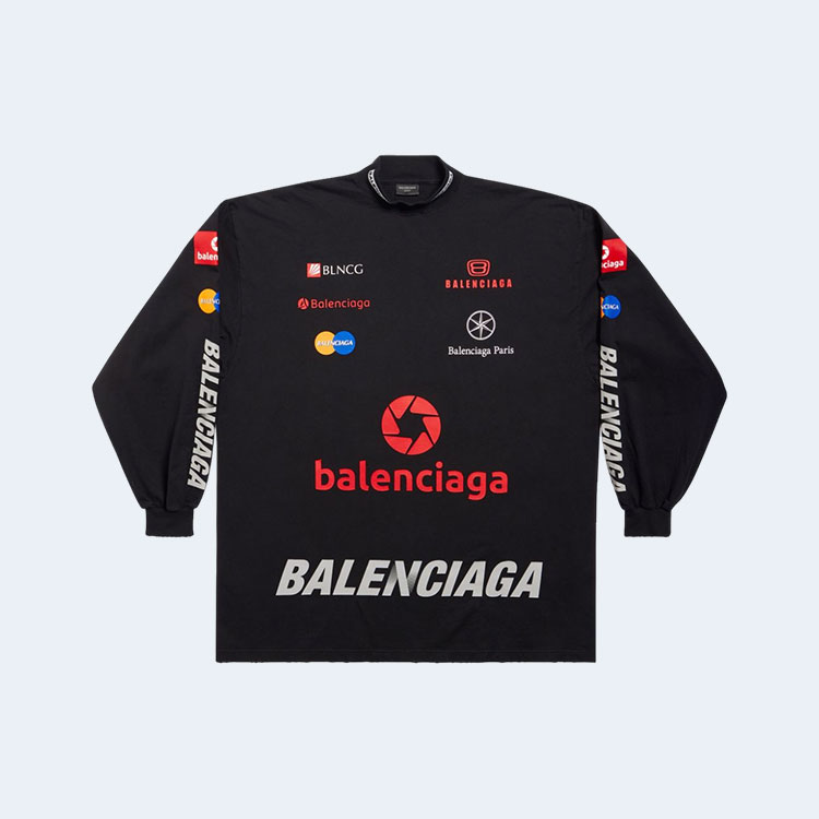 발렌시아가 리그 로고 프린트 스웨트셔츠 블랙