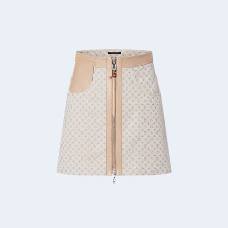 루이비통 레더 액센트 미니 모노그램 스커트