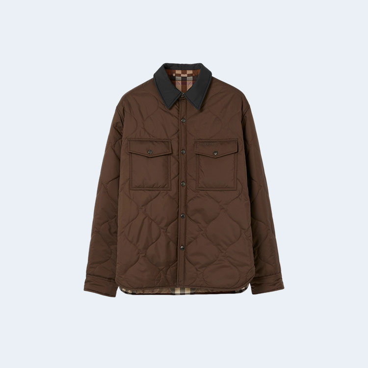 버버리 체크 퀄팅 리버시블 오버셔츠