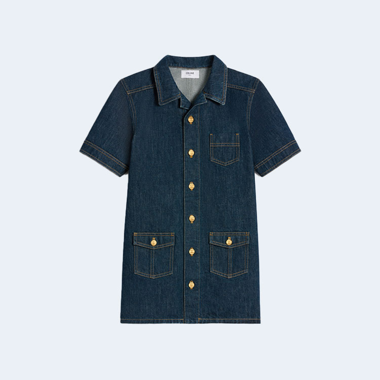 셀린느 워크웨어 데님 미니 드레스