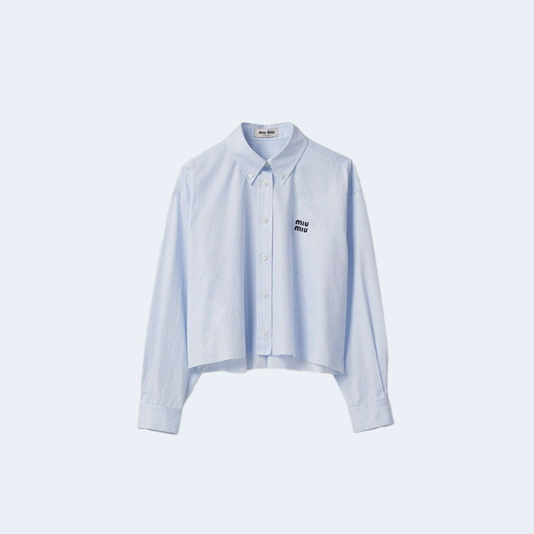 미우미우 스트라이프 코튼 셔츠