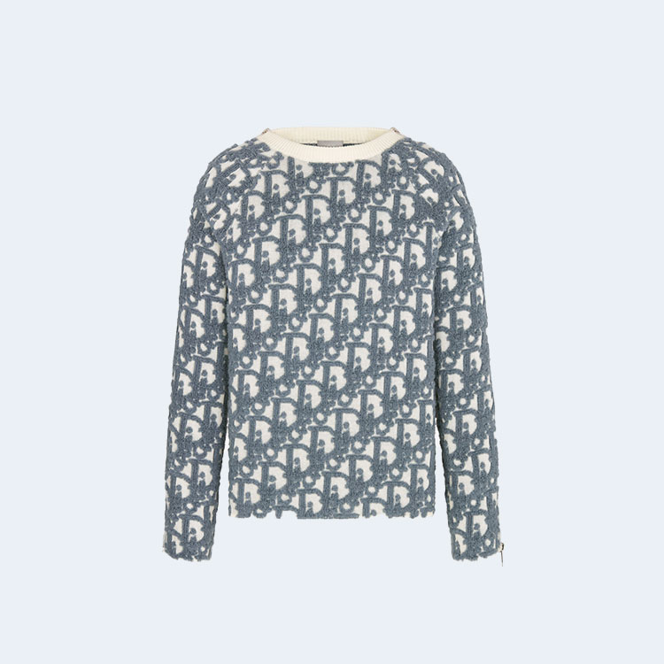 디올 오블리크 울 코튼 자카드 스웨터