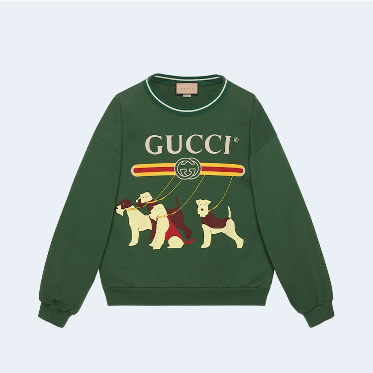 구찌 코튼 그린 저지 맨투맨