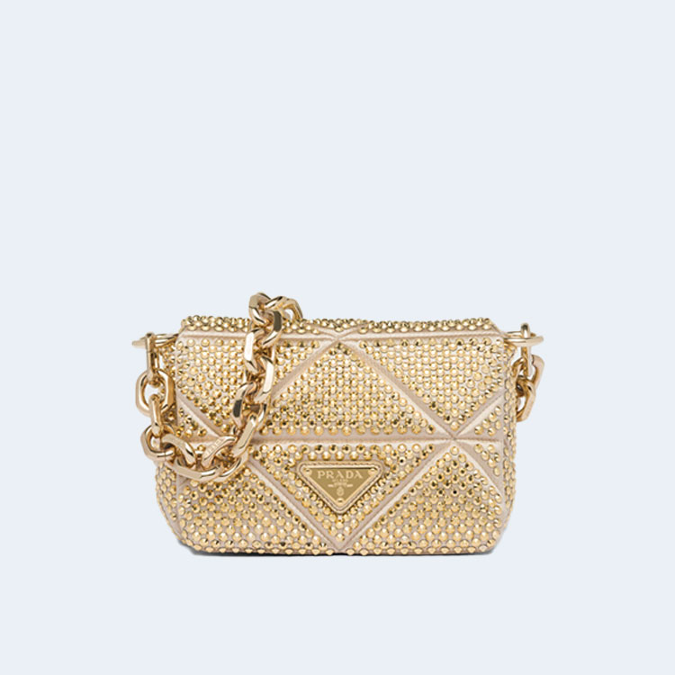 프라다 크리스탈 미니 숄더백 베이지