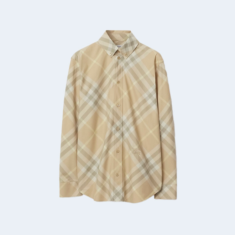 버버리 체크 코튼 셔츠 베이지