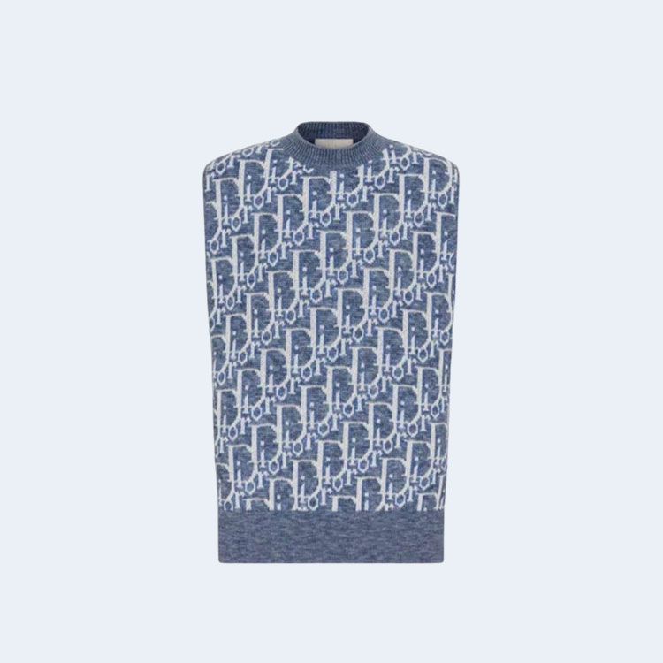 디올 오블리크 옴므 니트 베스트 블루