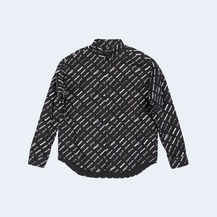 발렌시아가 로고매니아 라지 핏 올 오버 셔츠