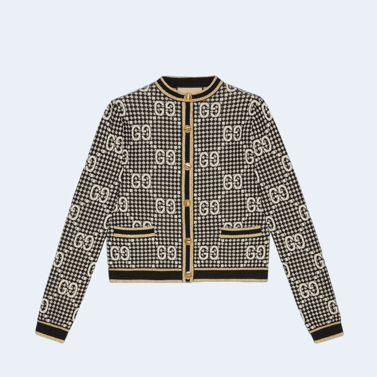 구찌 GG 울 블렌드 자카드 가디건