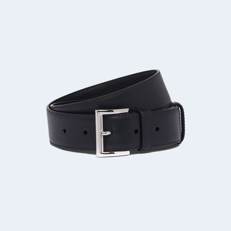 프라다 트라이앵글 로고 가죽 벨트