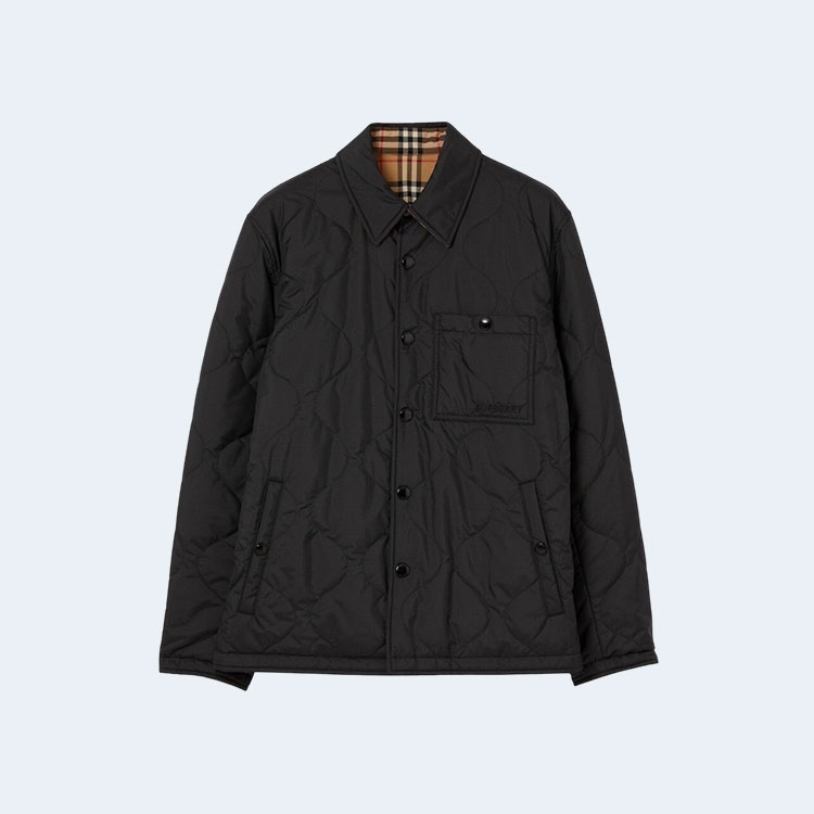 버버리 리버시블 빈티지 체크 퀄팅 코튼 오버셔츠