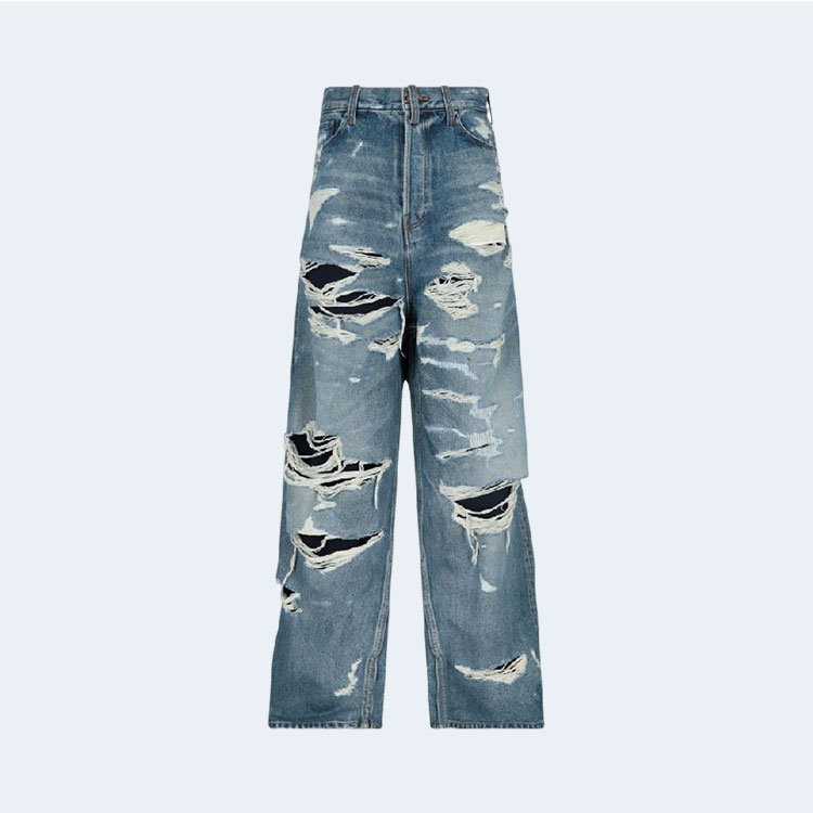 발렌시아가 디스트로이드 배기 데님 팬츠