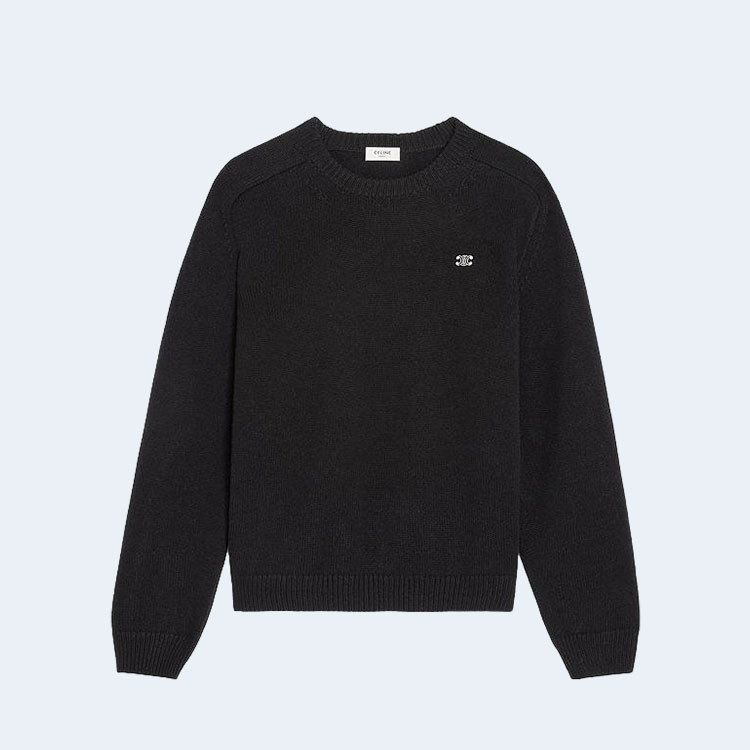 셀린느 울 캐시미어 트리옹프 크루넥 스웨터 블랙