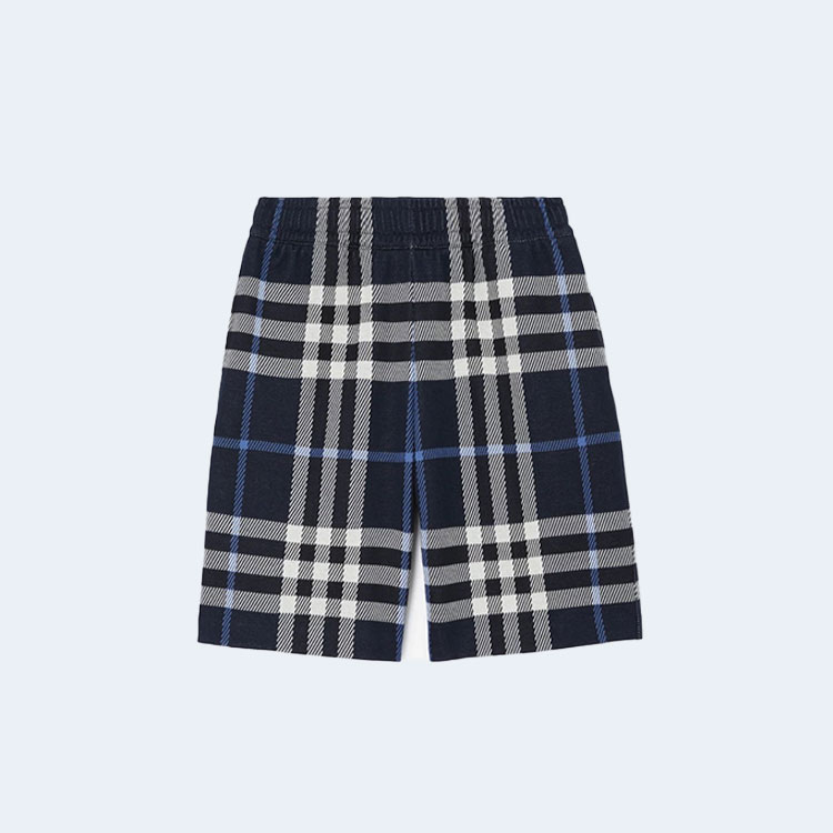 버버리 체크 코튼 자카드 쇼츠 네이비
