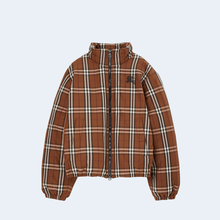 버버리 체크 나일론 퍼퍼 자켓 브라운