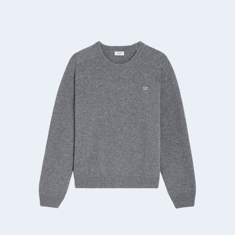 셀린느 울 캐시미어 트리옹프 크루넥 스웨터 그레이