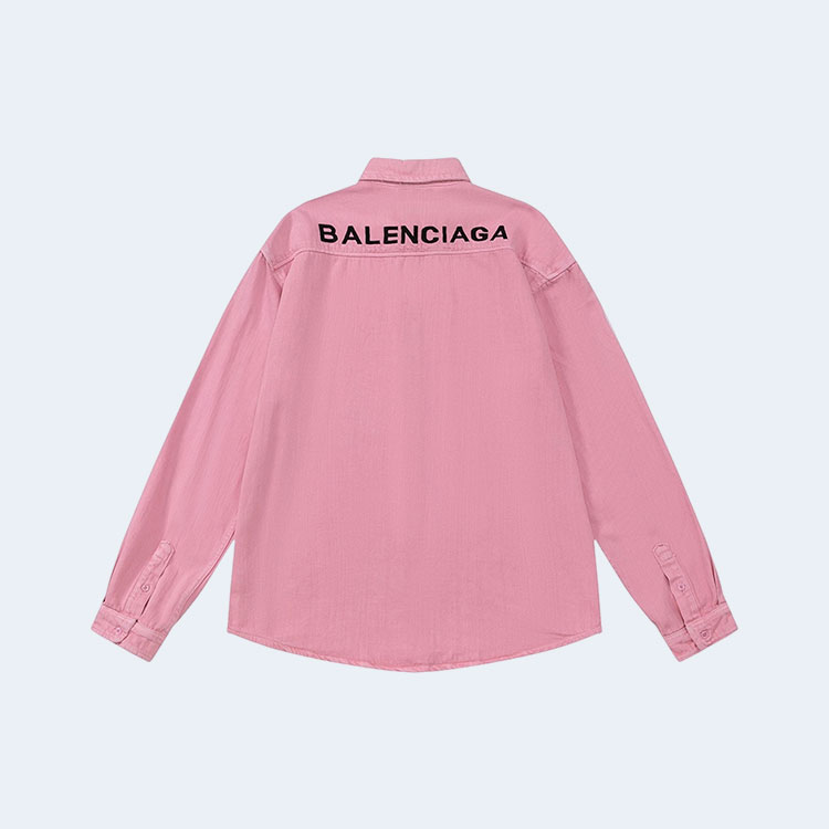 발렌시아가 백 로고 포플린 셔츠 핑크