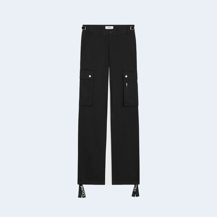셀린느 코튼 리넨 카고 팬츠 블랙