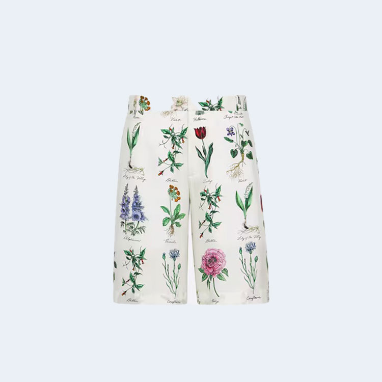 디올 식물표본 일러스트 반소매 쇼츠