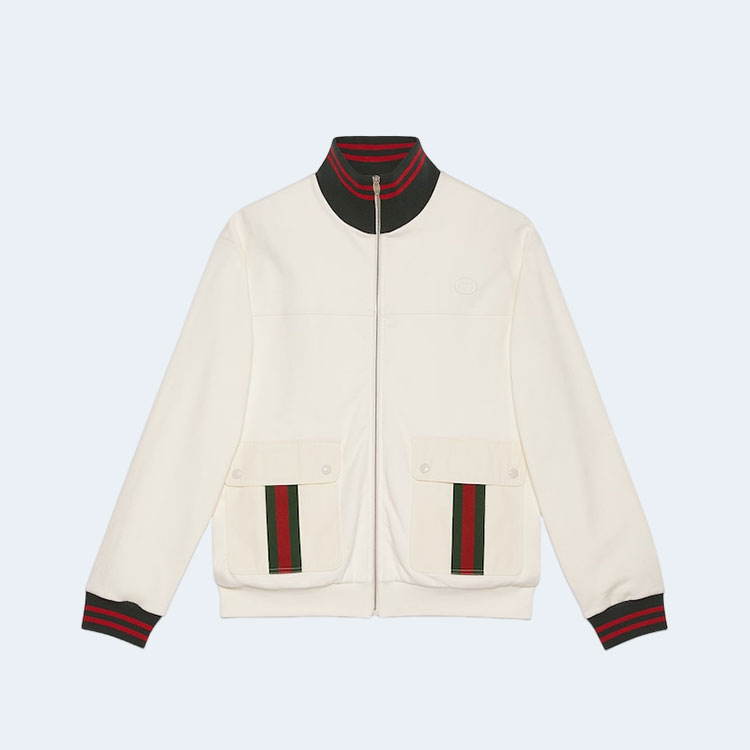 구찌 웹 코튼 저지 집업 자켓 화이트