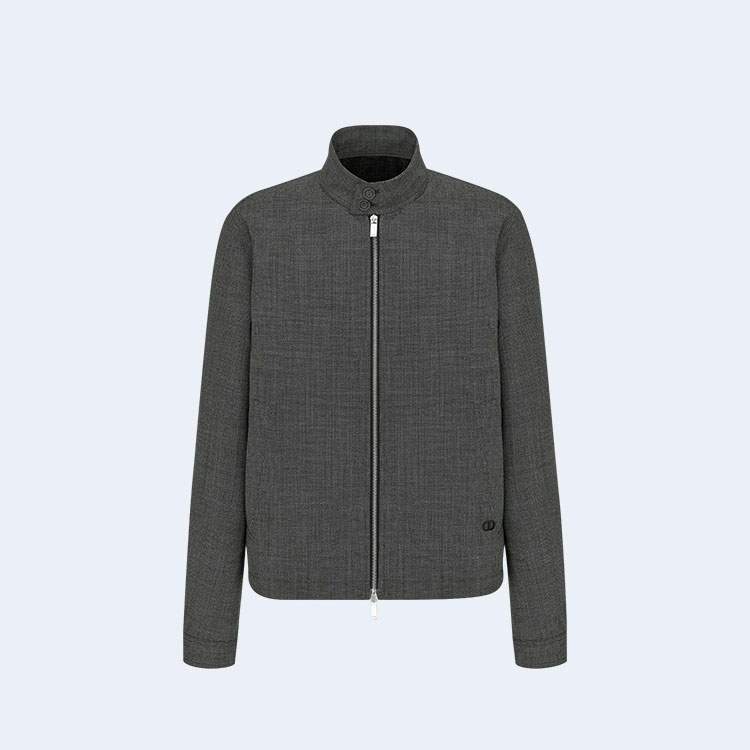 디올 마이크로-하운즈투스 해링턴 실루엣 블루종