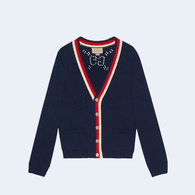 구찌 퍼포레이티드 GG 코튼 가디건