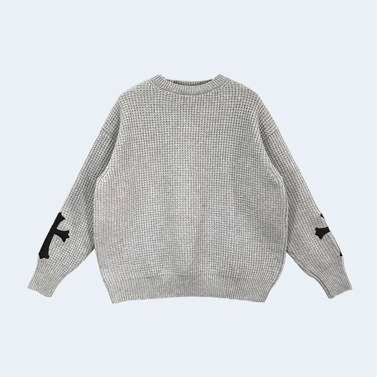 크롬하츠 레더 크로스 패치 스웨터