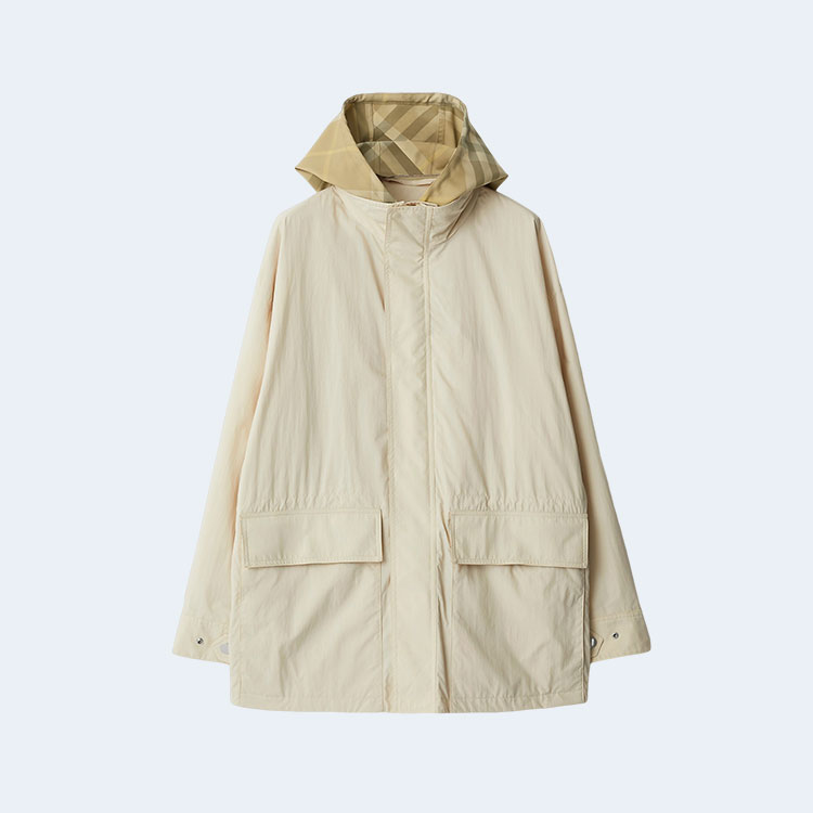 버버리 체크 후드 나일론 재킷