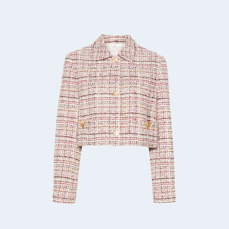 발렌티노 가라바니 브이로고 크롭 트위드 재킷