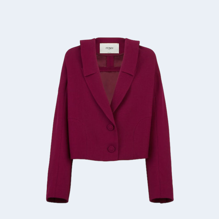 펜디 버건디 울 볼레로 자켓