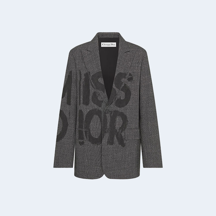 디올 블랙 Miss Dior Graffiti 모티브 울 블레이저