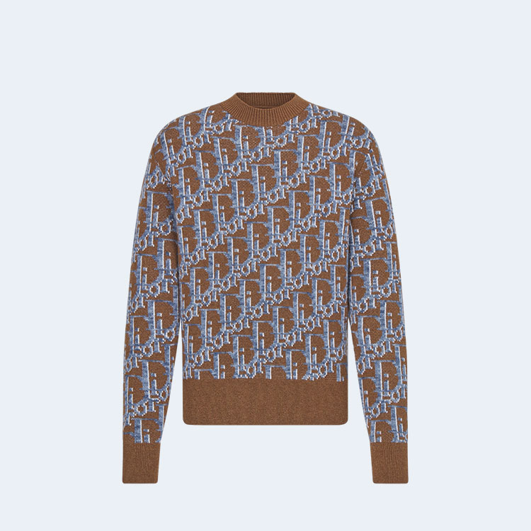 디올 오블리크 울 자카드 스웨터 브라운
