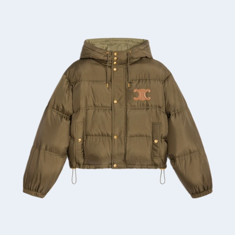 셀린느 라이트웨이트 나일론 크롭 트리옹프 다운 재킷