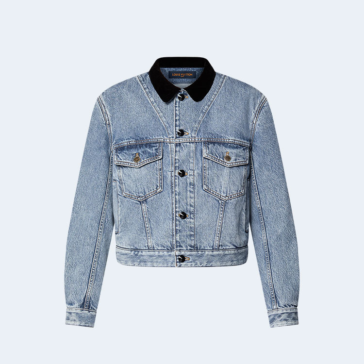 루이비통 벨벳 액센트 데님 재킷