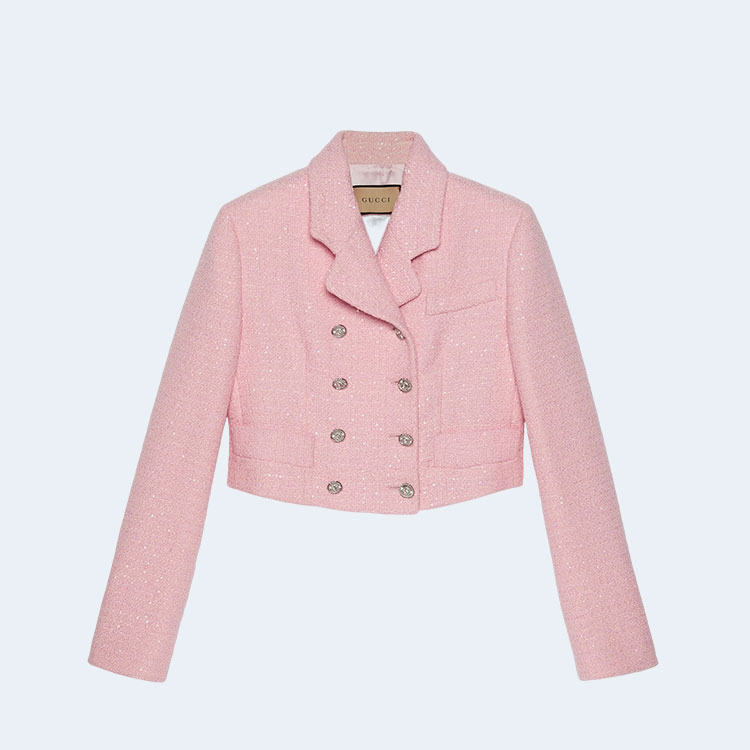 구찌 스팽글 크롭 트위드 자켓