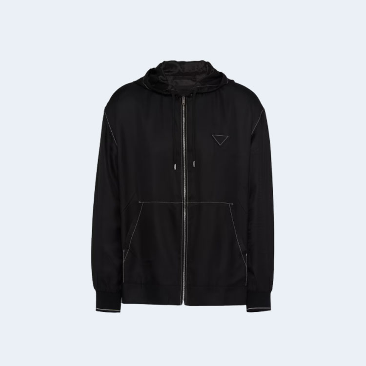 프라다 블랙 실크 집업 후디