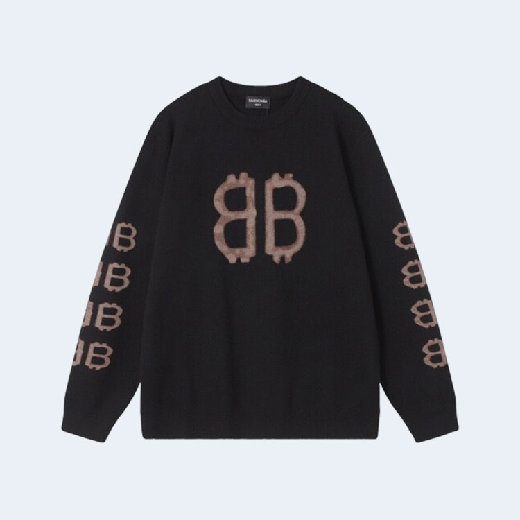 발렌시아가 BB 크립토 로고 블랙 니트