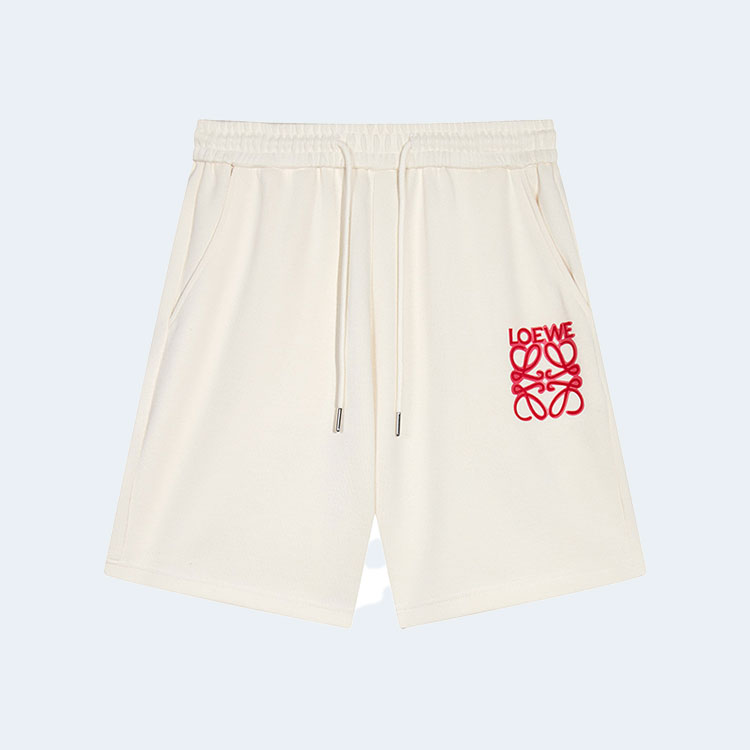 로에베 네온 레드 자수 쇼츠 화이트