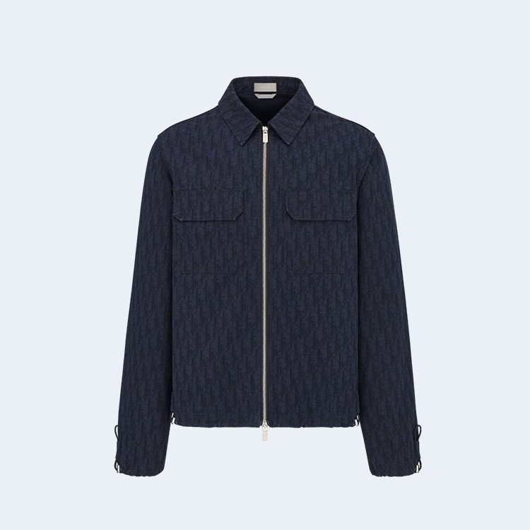 디올 오블리크 카서리 코튼 데님 지퍼 블루종