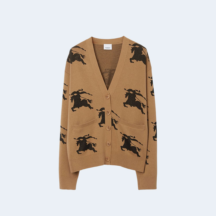 버버리 EKD 코튼 가디건 브라운