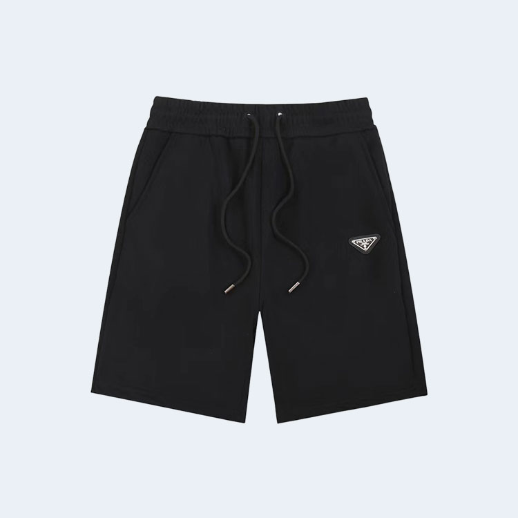 프라다 트라이앵글 로고 백 포켓 쇼츠 블랙