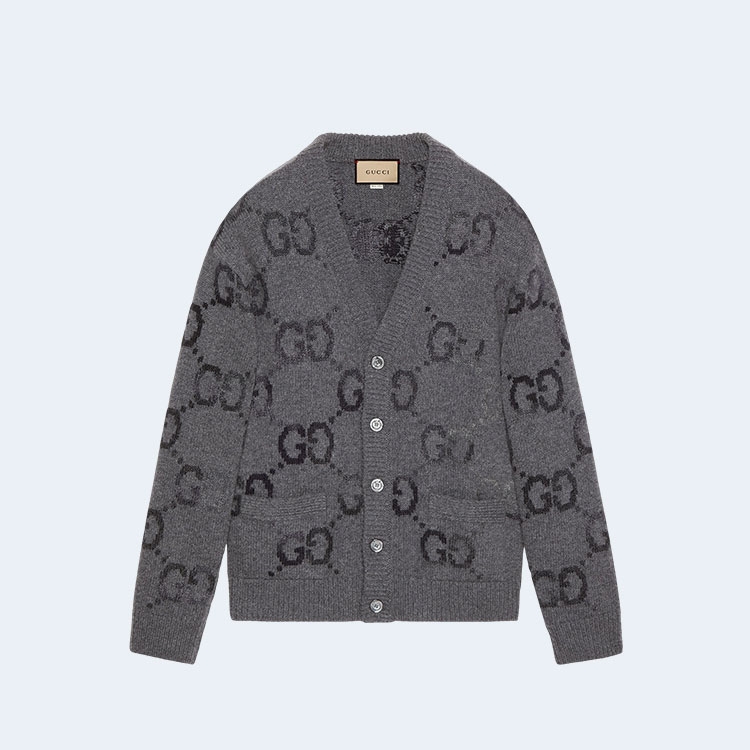 구찌 GG 인타르시아 울 가디건 그레이